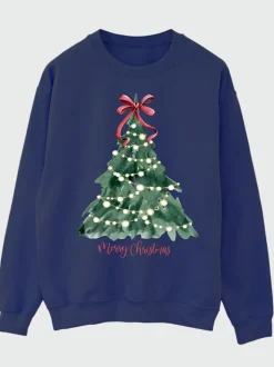 Blauw - Brands In Christmas Tree Watercolour Sweatshirt