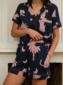 Blauw - Chelsea Peers Wild Duo Print Nightshirt