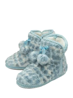 Blauw - Dunlop Faux Bootie Pom Pom Slippers