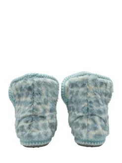 Blauw - Dunlop Faux Bootie Pom Pom Slippers