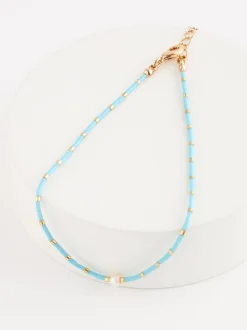 Blauw - Enkelbandje met kralen