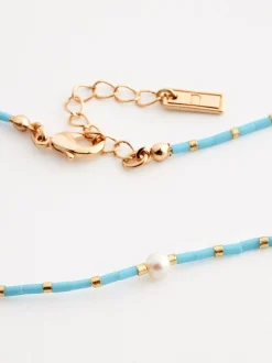Blauw - Enkelbandje met kralen