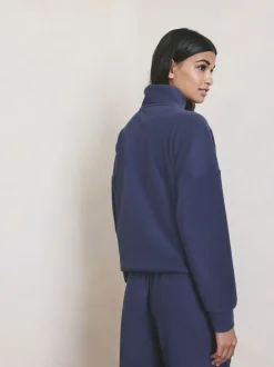 Blauw - Fleece met rits tot aan de borst