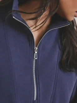 Blauw - Fleece met rits tot aan de borst