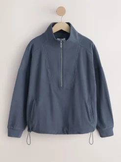 Blauw - Fleece met rits tot aan de borst
