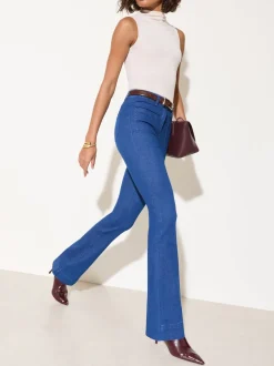 Blauw - Friends Like These jeans met zakken, hoge taille en uitlopende pijpen