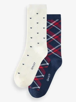 Blauw - GANT Check and Heart Socks 2 Pack