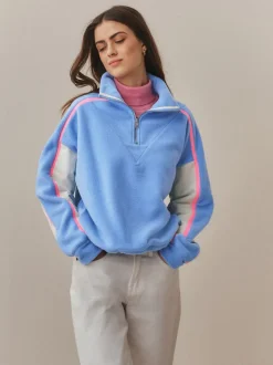 Blauw - Half Zip Fleece with Colourblock Panels