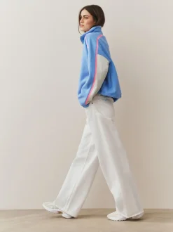 Blauw - Half Zip Fleece with Colourblock Panels