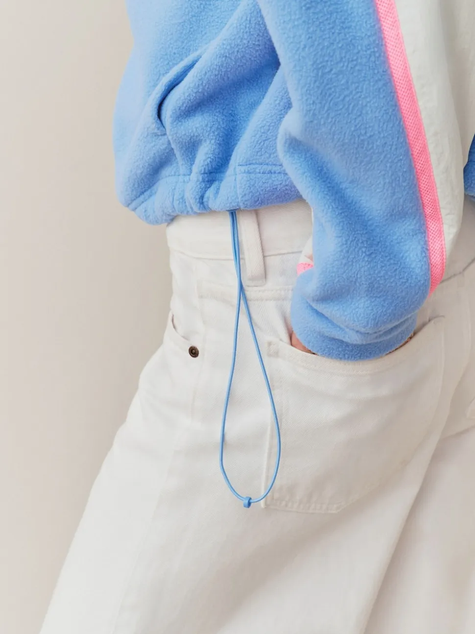 Blauw - Half Zip Fleece with Colourblock Panels