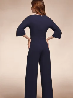 Blauw - Hot Squash Ruched Jumpsuit with Sleeves