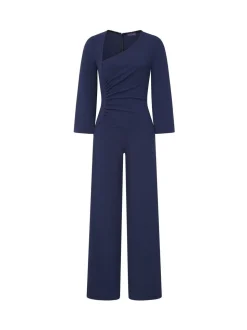 Blauw - Hot Squash Ruched Jumpsuit with Sleeves