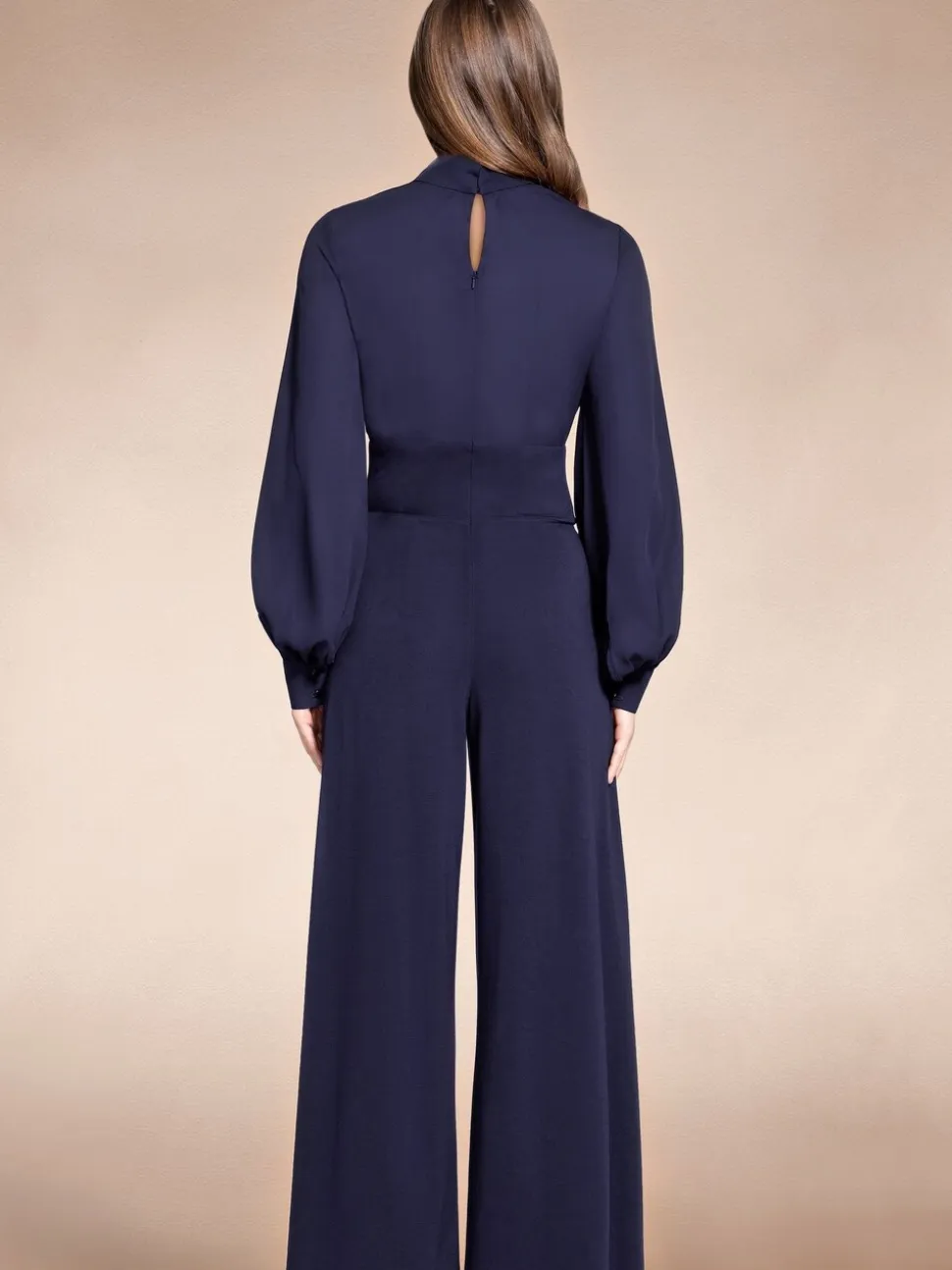 Blauw - HotSquash jumpsuit met wijde pijpen en blousonmouwen