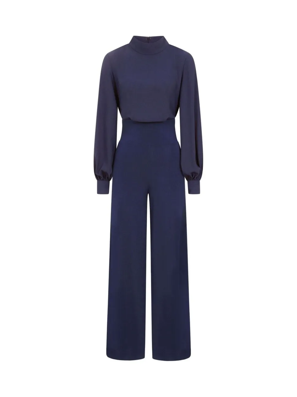 Blauw - HotSquash jumpsuit met wijde pijpen en blousonmouwen