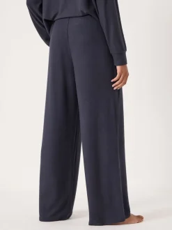 Blauw - Hush - Elle superzachte joggingbroek met wijde pijpen