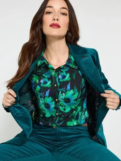 Blauw - Joe Browns Stitch Detail Velvet Jacket