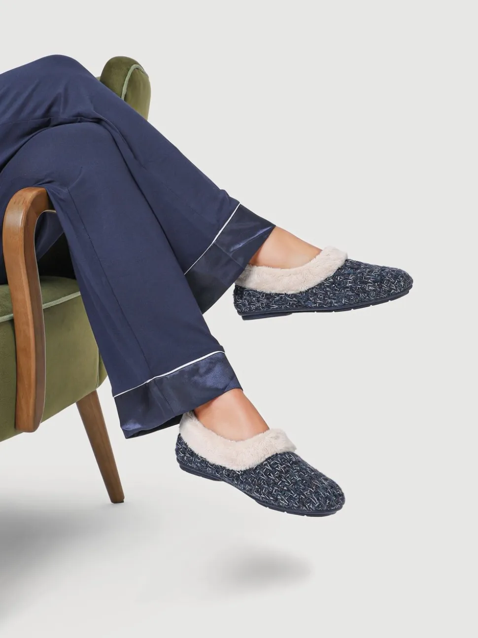 Blauw - Jones Bootmaker Faux-Fur-Lined Slippers