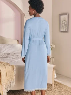 Blauw - Laura Ashley - Modal kamerjas met kanten afwerking