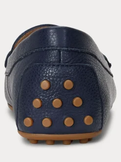 Blauw - Lauren Ralph Lauren instappers van gekorreld leer