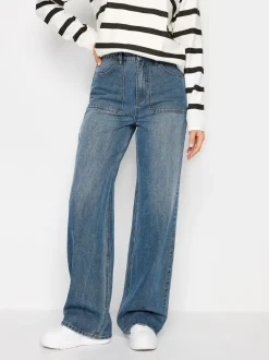 Blauw - Long Tall Sally jeans met wijde pijpen van 100% katoen