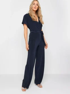 Blauw - Long Tall Sally jumpsuit met V-hals en overslag