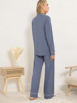 Blauw - Long Tall Sally Long Sleeve Pyjamas Set