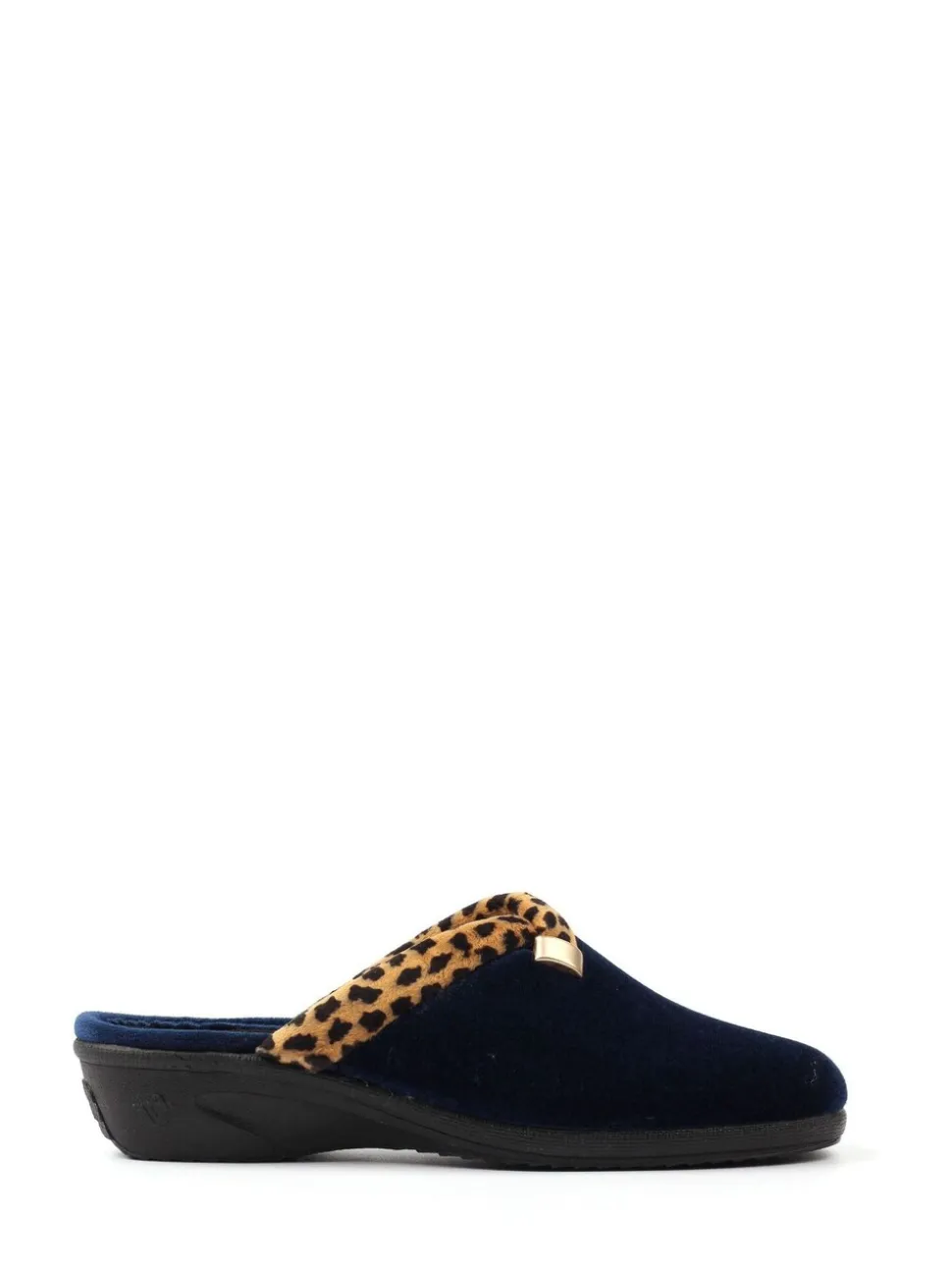 Blauw - Lunar Michelle Animal Print Trim Wedged Mule Slippers