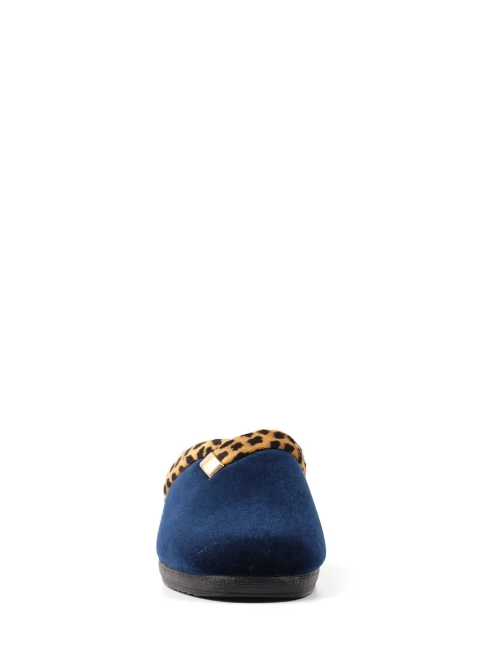 Blauw - Lunar Michelle Animal Print Trim Wedged Mule Slippers
