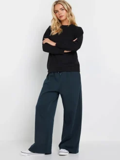 Blauw - M&Co - Joggingbroek met wijde pijpen