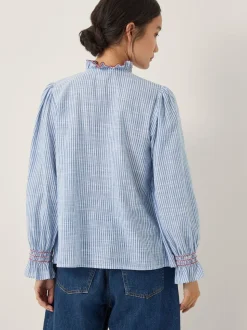 Blauw - Monsoon Maeve Ruffle Stripe Shirt