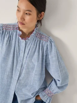 Blauw - Monsoon Maeve Ruffle Stripe Shirt