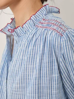 Blauw - Monsoon Maeve Ruffle Stripe Shirt