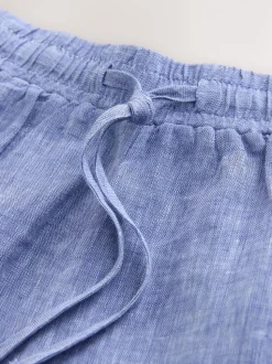 Blauw - N. Premium 100% Linen Shorts