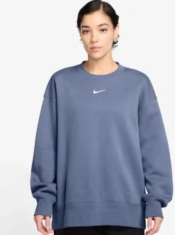 Blauw - Nike - Oversized fleece sweatshirt met ronde hals