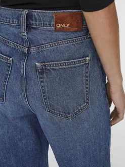 Blauw - ONLY - Jeans met hoge taille, wijde pijpen en rozenprint