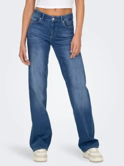 Blauw - ONLY Blush Mid Rise Straight Leg Jeans With Super Stretch
