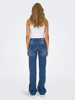 Blauw - ONLY Blush Mid Rise Straight Leg Jeans With Super Stretch