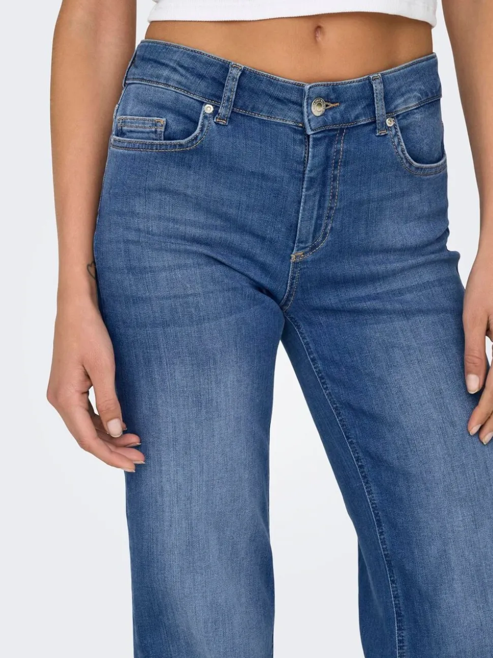 Blauw - ONLY Blush Mid Rise Straight Leg Jeans With Super Stretch