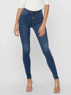 Blauw - ONLY Royal skinny jeans met hoge taille in super stretchy