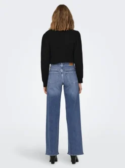 Blauw - ONLY Wide Leg High Waisted Jeans With Super Stretch
