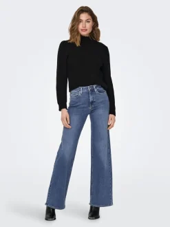 Blauw - ONLY Wide Leg High Waisted Jeans With Super Stretch