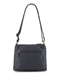 Blauw - Pavers Multi-Pocket Leather Cross-Body Bag