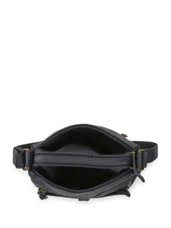 Blauw - Pavers Multi-Pocket Leather Cross-Body Bag