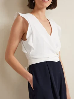 Blauw - Phase Eight Ayla Ruffle Jumpsuit