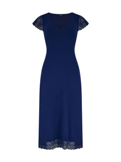 Blauw - Pour Moi Jersey Lace Secret Support midi-nachthemd