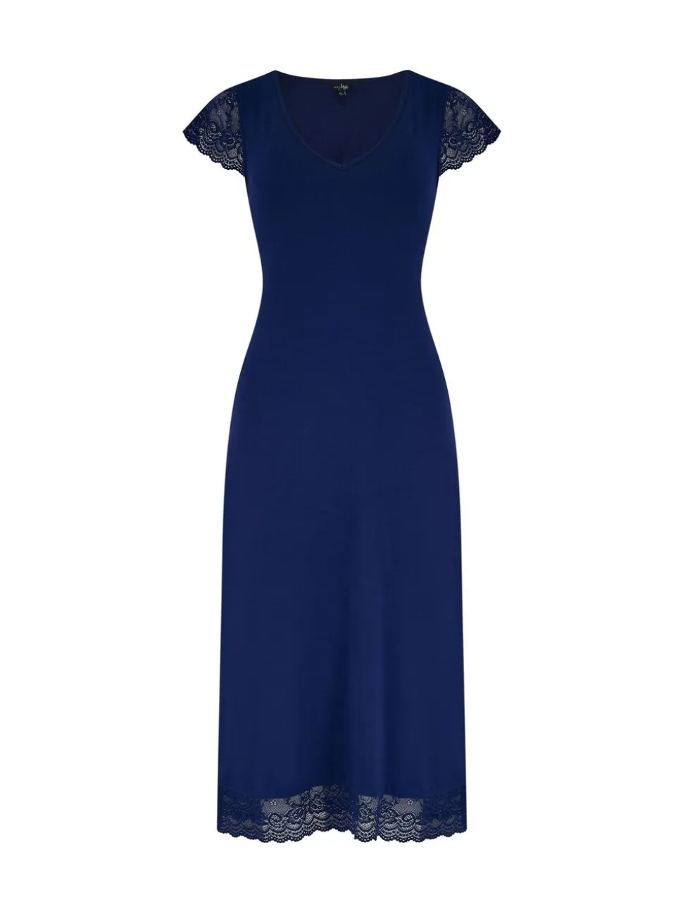 Blauw - Pour Moi Jersey Lace Secret Support midi-nachthemd