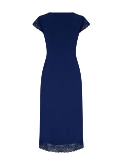 Blauw - Pour Moi Jersey Lace Secret Support midi-nachthemd