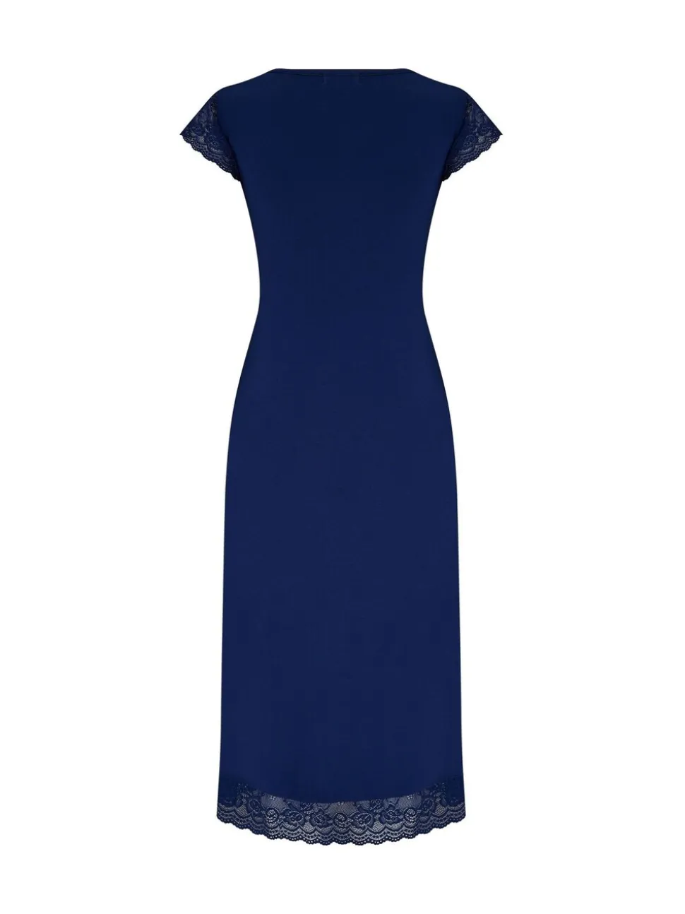 Blauw - Pour Moi Jersey Lace Secret Support midi-nachthemd