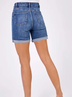Blauw - Roman Denim mom short met stretchy