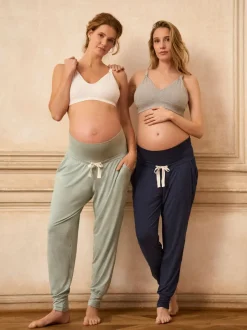 Blauw - Seraphine set van 2 zwangerschapsloungebroeken